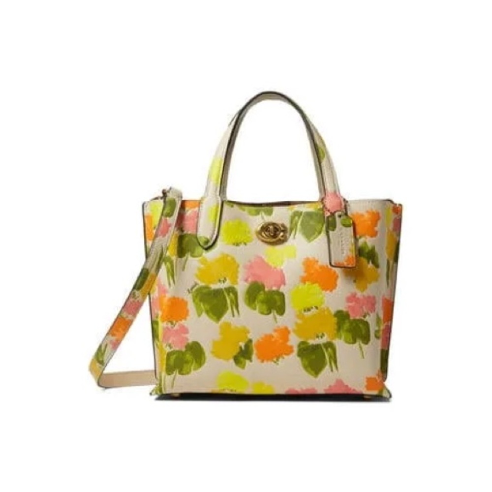 Coach Floral Print Leather Willow Tote 24 Used once